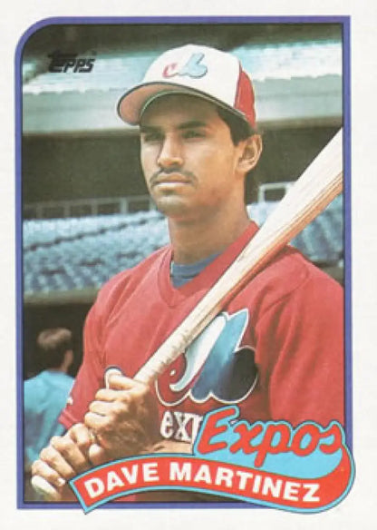 Montreal Expos Baseball Card featuring Dave Martinez in a red uniform with bat