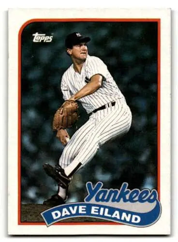 1989 Topps #8 Dave Eiland Yankees baseball card with original gloss, EX/NM condition