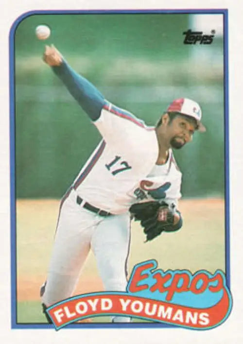 Baseball card of Floyd Youmans pitching for the Montreal Expos, number 17