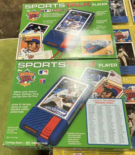 Vintage Sports Talk Player boxes from 1989 TOPPS Baseball trading cards set, NIB