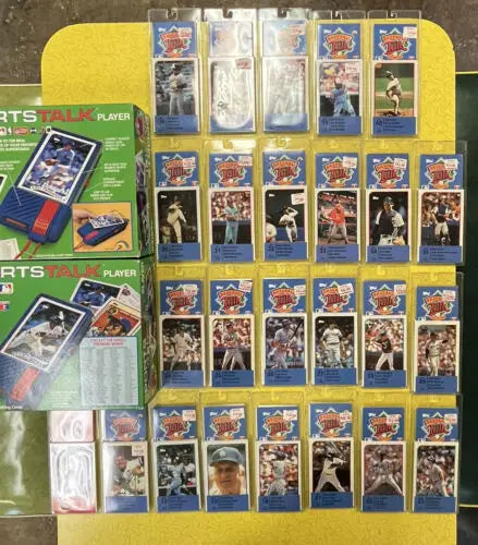 Baseball cards and electronic game from 1989 TOPPS Baseball Talk SET for trading card collectors