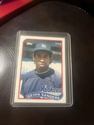 Deion Sanders Yankees Topps Traded baseball card 1989 for collectors and fans