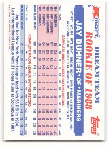 1989 Topps K-Mart Dream Team #5 Jay Buhner NM-MT Mariners ID:60554 - Trading Cards