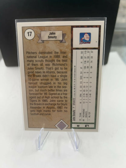 John Smoltz Braves rookie baseball card from 1989 Upper Deck Hall of Fame set