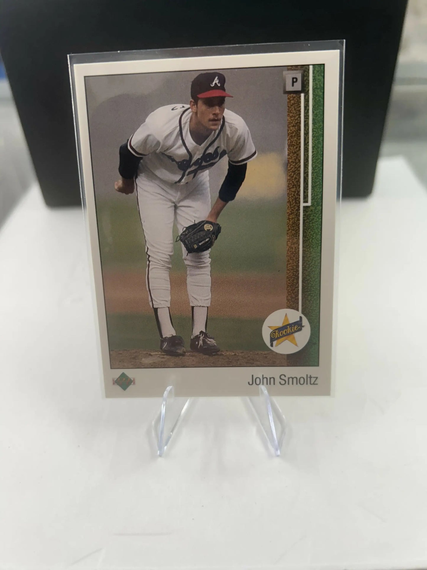 John Smoltz Braves rookie baseball card from 1989 Upper Deck Hall of Fame set