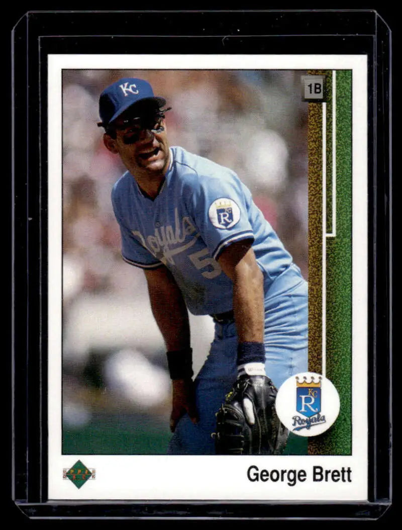 George Brett Kansas City Royals baseball card in light blue uniform from 1989 Upper Deck