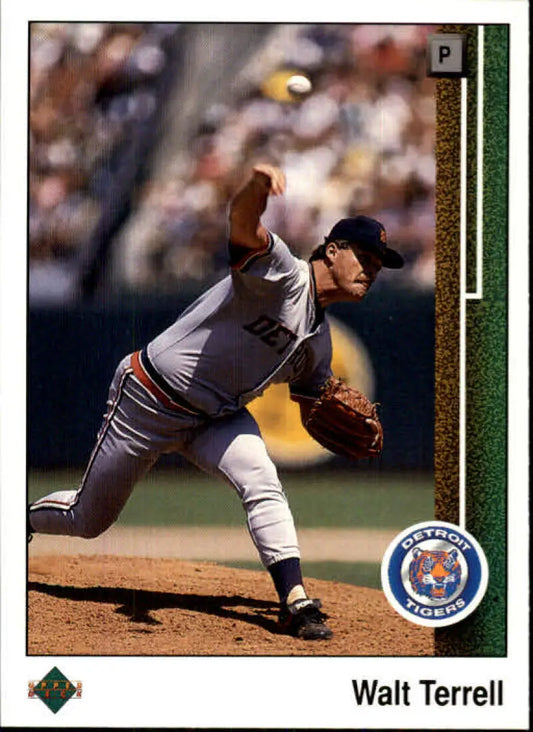 Walt Terrell delivering a pitch in his Detroit Tigers uniform on the mound