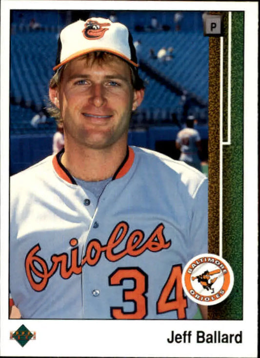 Jeff Ballard in Baltimore Orioles uniform 34 on 1989 Upper Deck baseball card