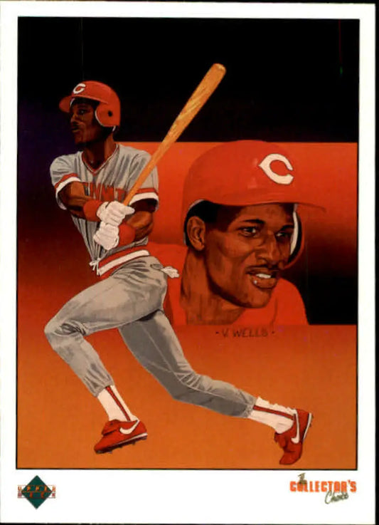 Artistic illustration of Eric Davis in batting stance on Cincinnati Reds Upper Deck card