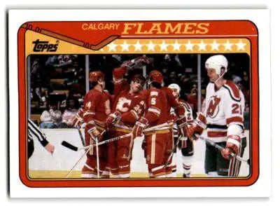 Calgary Flames hockey card 38b Calgary Flames 1990 Topps D collectible card