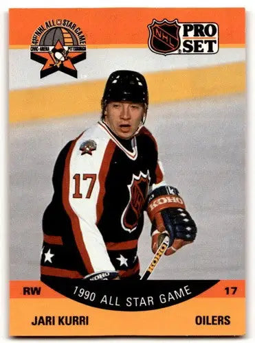 Original gloss Jari Kurri ERR hockey card from 1990 All-Star Game featuring Jari Kurri