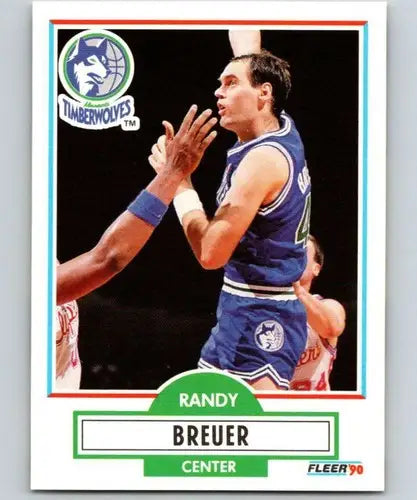 Original gloss 1990-91 Fleer Randy Breuer basketball card featuring Timberwolves player