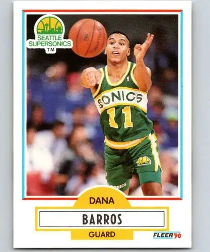 Dana Barros basketball card from 1990-91 Fleer with original gloss and Near Mint condition