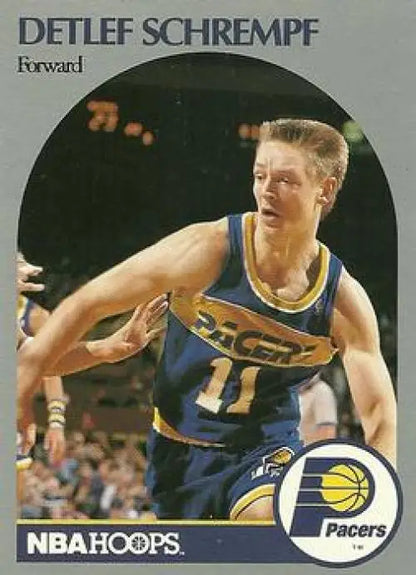 Basketball card of Detlef Schrempf in Indiana Pacers blue and gold uniform