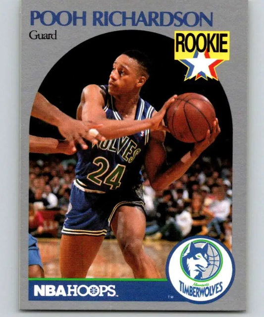 Pooh Richardson rookie Minnesota Timberwolves basketball card from 1990-91 Hoops set