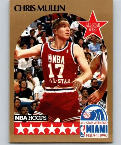 Original gloss Chris Mullin basketball card from 1990-91 Hoops product featuring Simply Sandoval