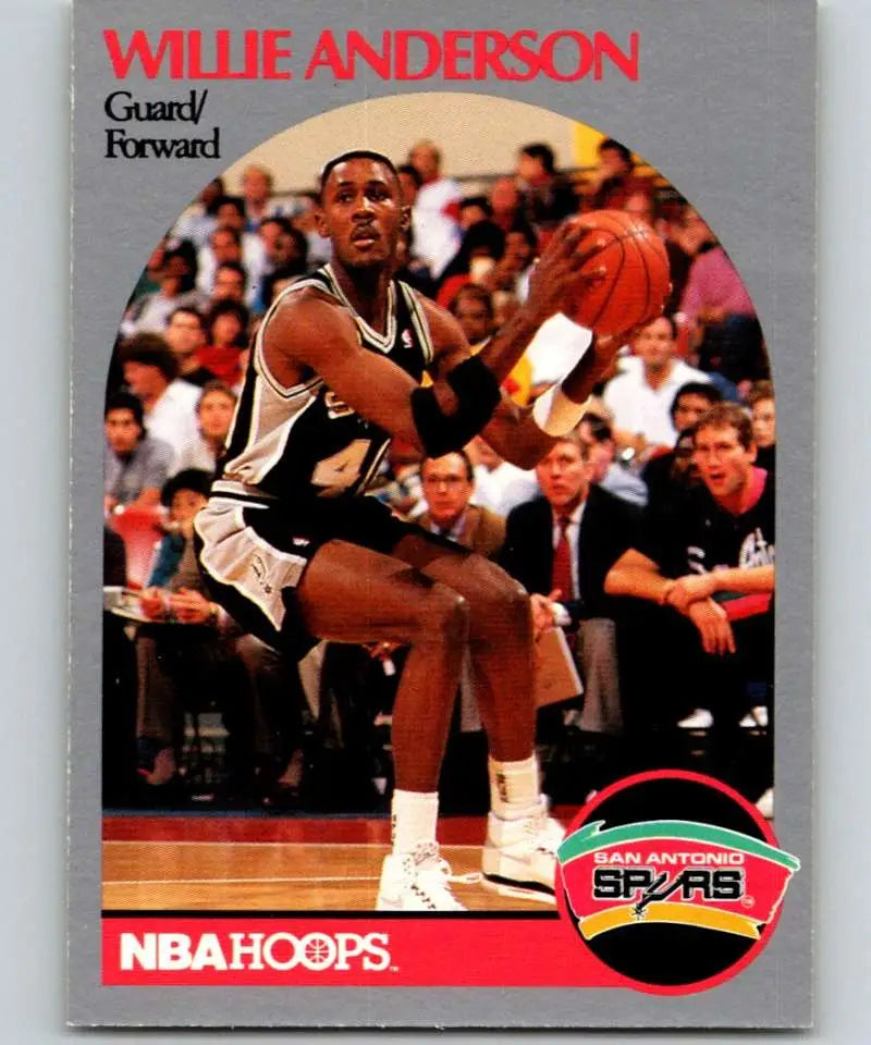 Willie Anderson in action on a 1990-91 Hoops San Antonio Spurs basketball card