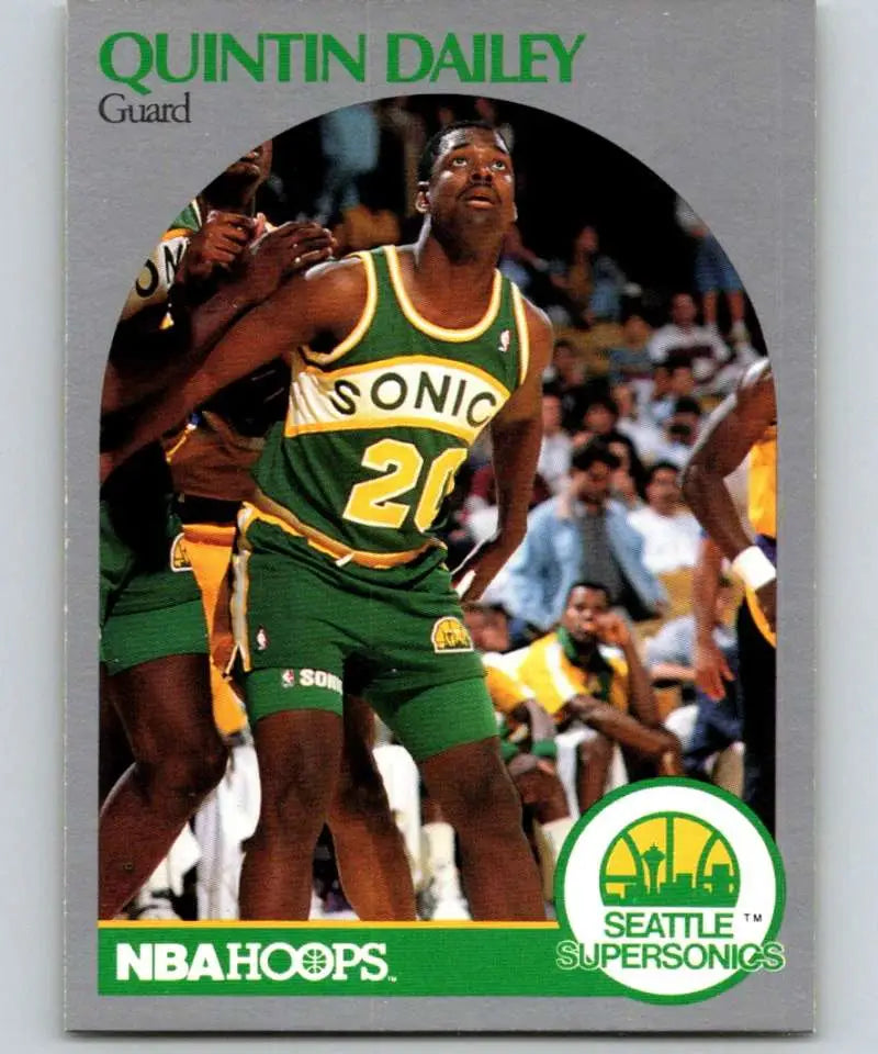 NBA Hoops basketball card of Quintin Dailey in Seattle SuperSonics green jersey