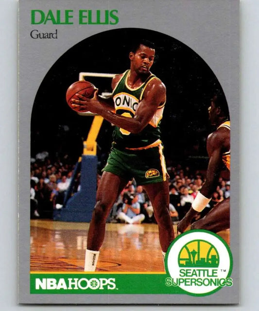 Basketball card of Dale Ellis from the Seattle SuperSonics in green jersey