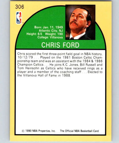 Vintage 1990 NBA basketball card of Chris Ford from the Boston Celtics