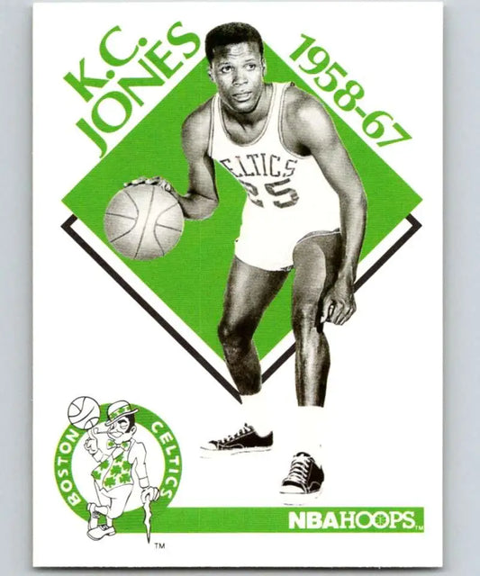 Black and white 1958-67 NBA Hoops photo of K.C. Jones for Seattle SuperSonics basketball card