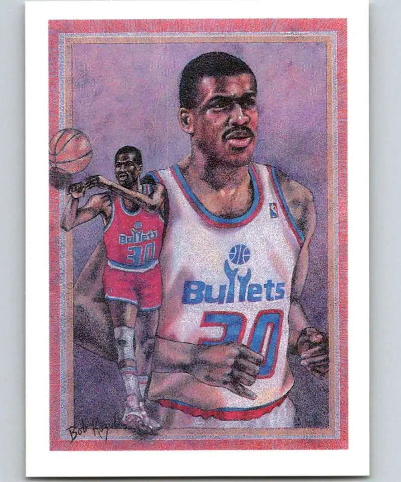 Artistic basketball card of Bernard King in Washington Bullets jersey number 30