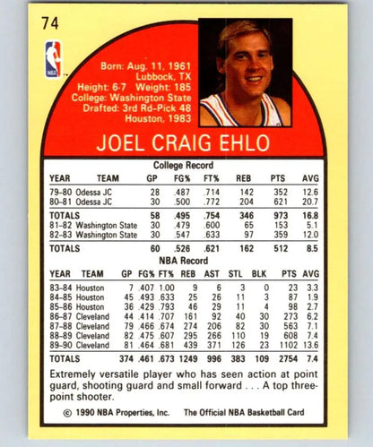 Basketball trading card of Craig Ehlo showcasing Cleveland Cavaliers statistics