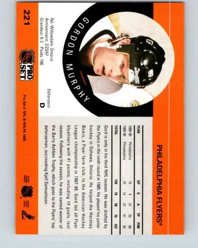 Hockey card from 1990-91 Pro Set featuring Gord Murphy with original gloss and near mint condition