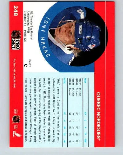 Hockey card displayed in 1990-91 Pro Set featuring Tony Hrkac, original gloss, cards typically sell
