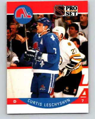Original gloss 1990-91 Pro Set Curtis Leschyshyn hockey card from Simply Sandoval sports cards collection