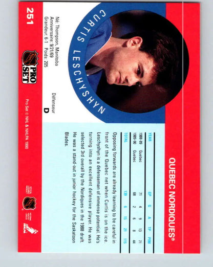 1990-91 Pro Set #251 Curtis Leschyshyn NM-MT RC Rookie Maple Leafs - Trading Cards