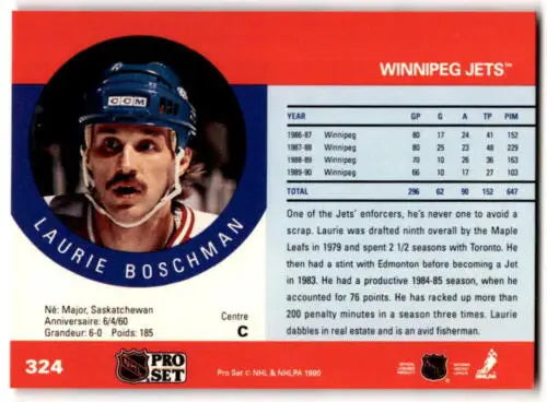 1990-91 Pro Set #324 Laurie Boschman hockey card in original gloss condition