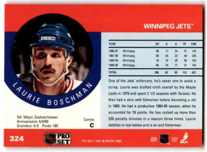 1990-91 Pro Set #324 Laurie Boschman hockey card in original gloss condition