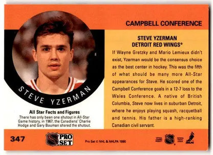 1990-91 Pro Set #347 Steve Yzerman EX Excellent Red Wings AS ID:43189 - Trading Cards