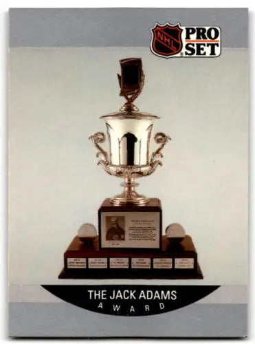 Jack Adams Award trophy displayed in 1990-91 Pro Set Bob Murdoch Adams NM card