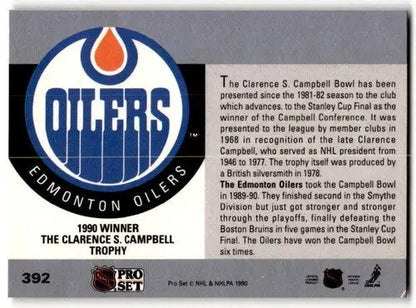 1990-91 Pro Set #392 Edmonton Oilers EX/NM ID:43234 - Trading Cards