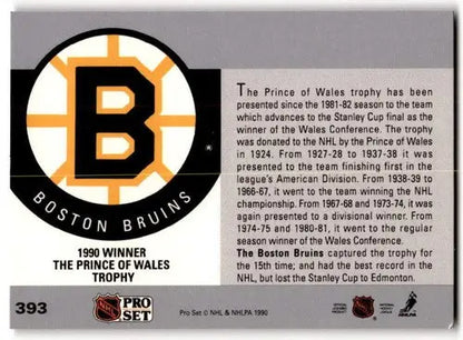 1990-91 Pro Set #393 Boston Bruins EX/NM ID:43235 - Trading Cards