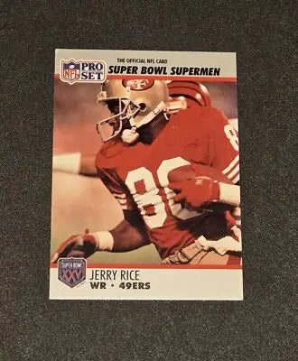 Jerry Rice football card from 1990-91 Pro Set Super Bowl XXV Silver Anniversary
