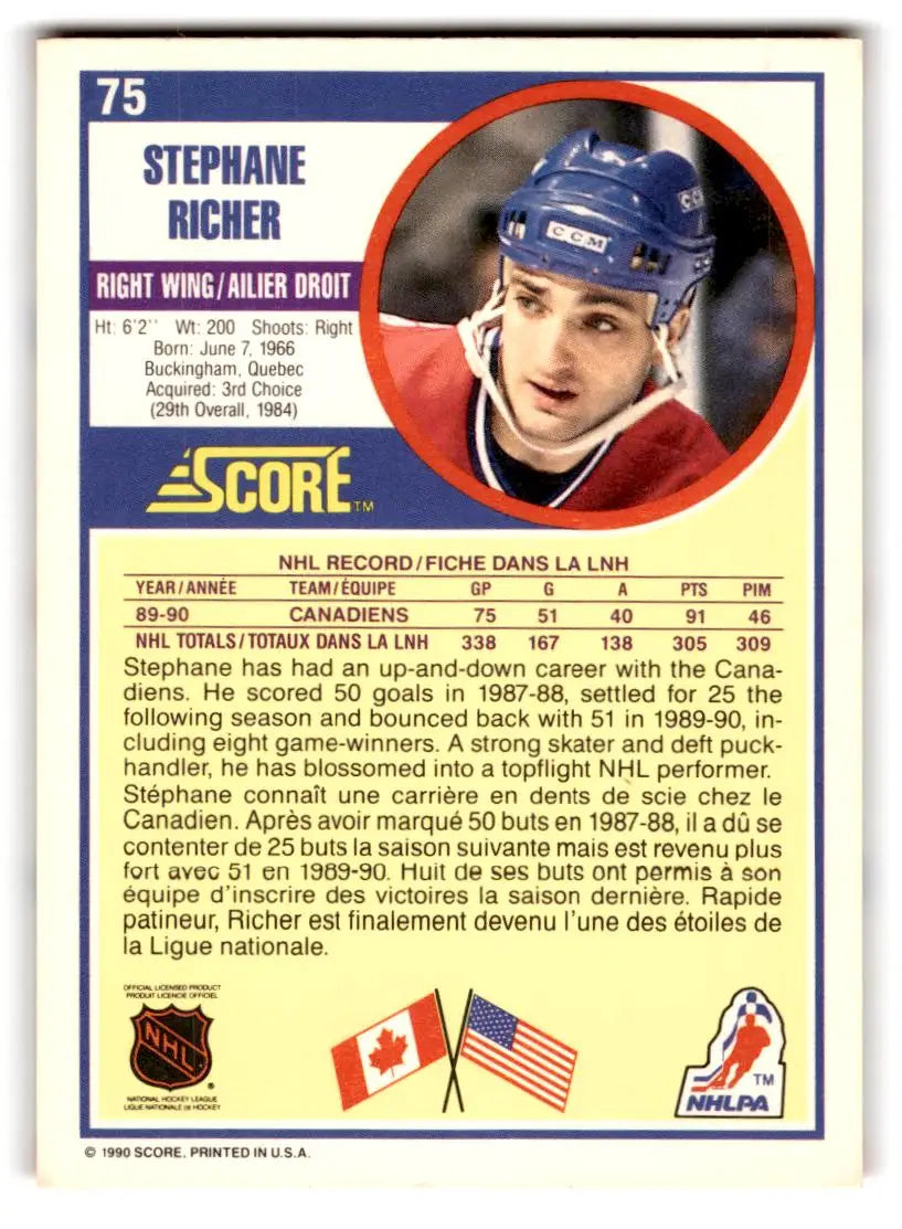 1990-91 Score American #75 Stephane Richer - Trading Card