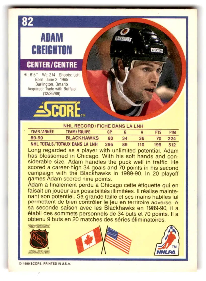 1990-91 Score American #82 Adam Creighton - Trading Cards