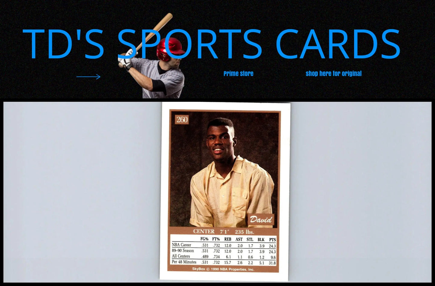 1990-91 SkyBox #260 David Robinson trading card showcasing the basketball legend