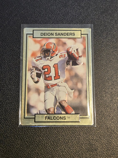 Deion Sanders football card in protective sleeve from 1990 Action Packed series