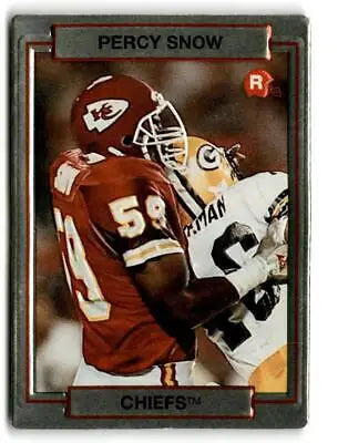 Football trading card of Percy Snow in red Kansas City Chiefs jersey number 58