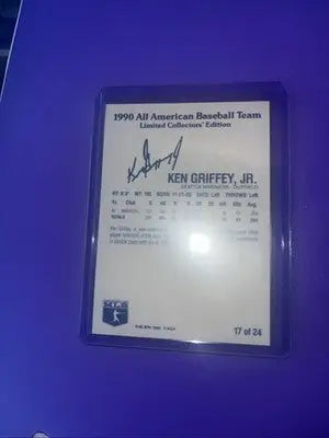 1990 All American Baseball Limited Collectors Edition Ken Griffey Jr. card showcasing limited collectors edition