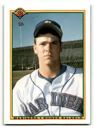 1990 Bowman #465 Roger Salkeld Seattle Mariners Baseball Card with original gloss