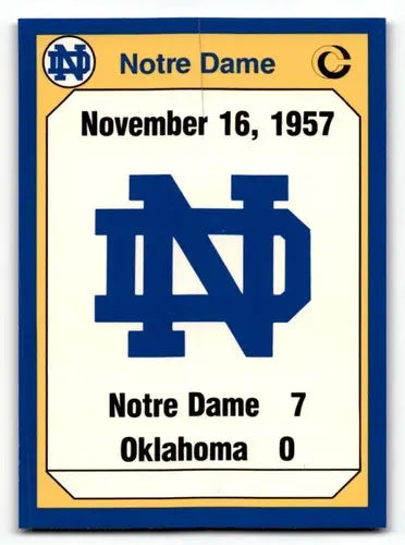 Original gloss football score card Notre Dame vs Oklahoma from Collegiate Collection