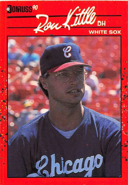 1990 Donruss Ron Kittle baseball card featuring Chicago White Sox player in blue uniform