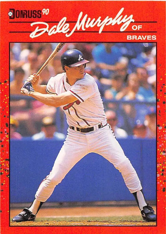 1990 Donruss Dale Murphy Baseball Card featuring Atlanta Braves player at bat
