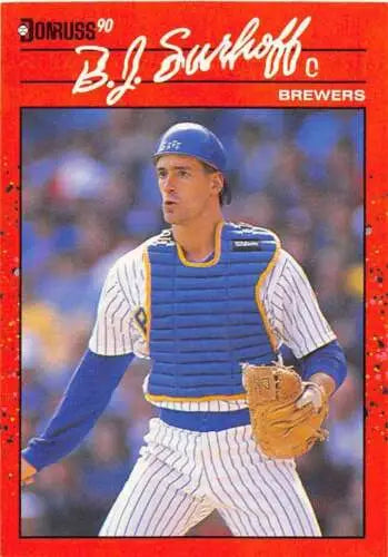 1990 Donruss #173 B.J. Surhoff NM-MT Brewers baseball card with original gloss quality