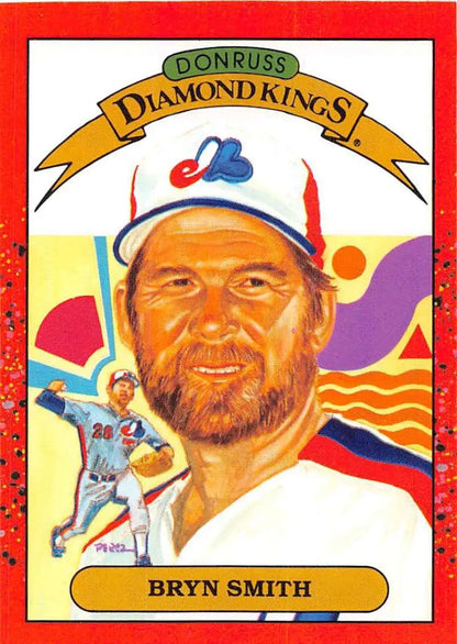 Bryn Smith Montreal Expos baseball card from Donruss Diamond Kings series with red beard